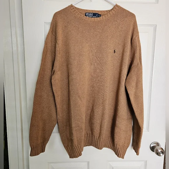 Polo by Ralph Lauren Men's Tan Beige Sweater Size XL Tall 100% Cotton - Picture 4 of 14
